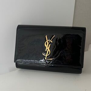YSL Black Patent Leather Belt Clutch